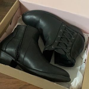 Charlotte Rusee black low heel booties